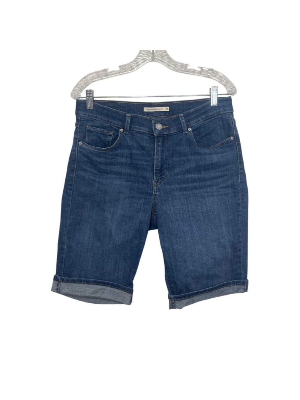 Levis Classic Bermuda Denim Shorts Womens Size 29 Dark Wash Summer